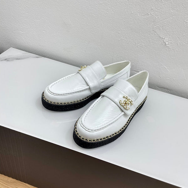 PLATFORM LOAFERS WHITE CALFSKIN