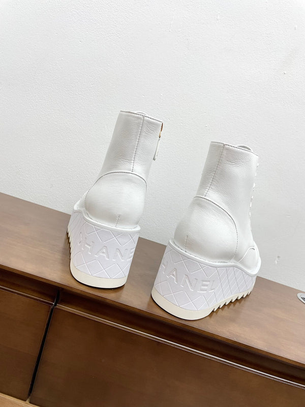 CC Ankle Boots 100mm White Lambskin