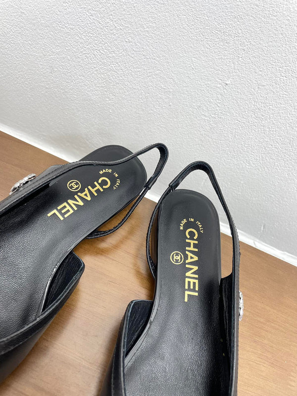 CC Slingback Black Calfskin