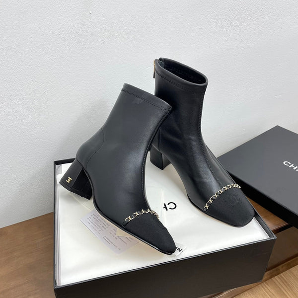 CC Ankle Boots 50mm Black Chain Lambskin