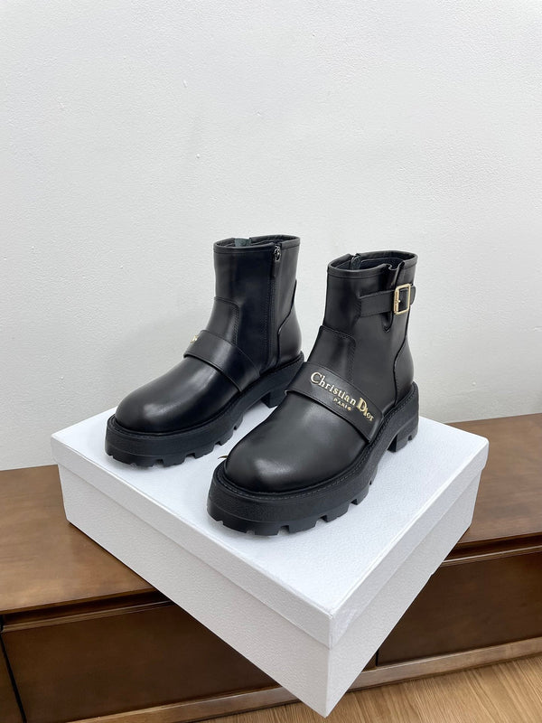 CD D-Quest Ankle Boot 40mm Plain Black Calfskin