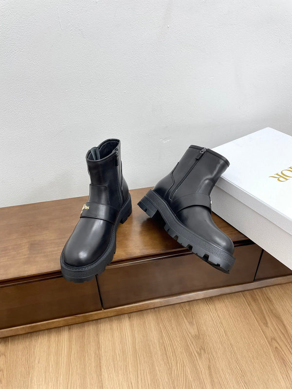 CD D-Quest Ankle Boot 40mm Plain Black Calfskin