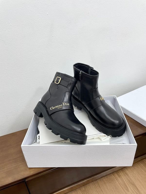 CD D-Quest Ankle Boot 40mm Plain Black Calfskin