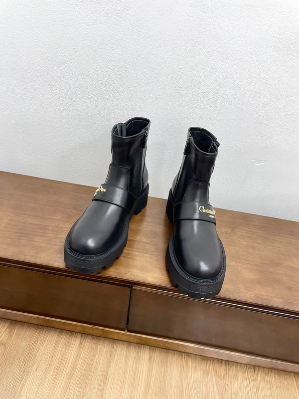 CD D-Quest Ankle Boot 40mm Plain Black Calfskin