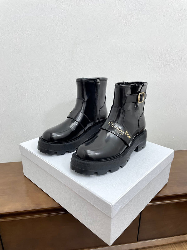 CD D-Quest Ankle Boot 40mm Glossy Black Calfskin