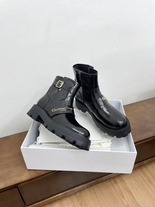 CD D-Quest Ankle Boot 40mm Glossy Black Calfskin