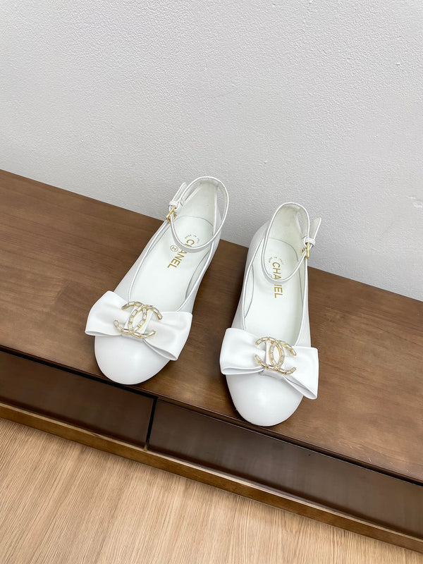 CC Mary Jane White Bow Tie Lambskin