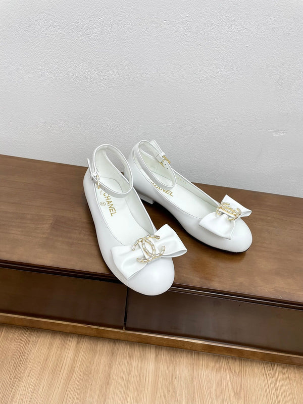 CC Mary Jane White Bow Tie Lambskin