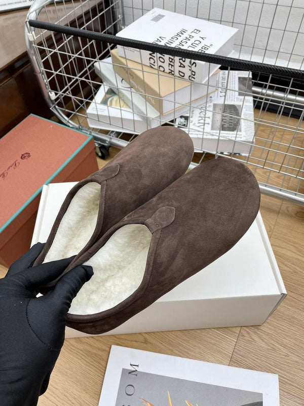 LP Cocooning Floaty Flat Earth Brown Wool Fleece Lining And Suede 989993