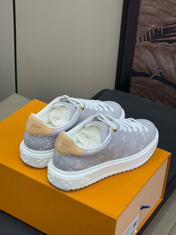 TIME OUT SNEAKER IN COOL GRAY EMBOSSED MONOGRAM CALFSKIN