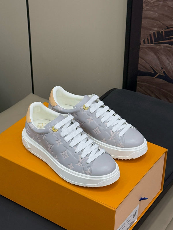 TIME OUT SNEAKER IN COOL GRAY EMBOSSED MONOGRAM CALFSKIN