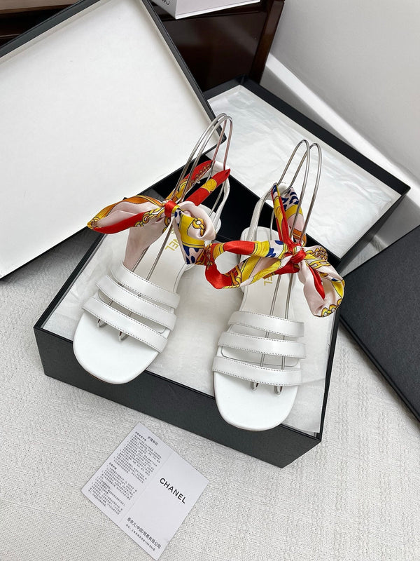 CC 25SS Sandals Three Straps White Calfskin 338324