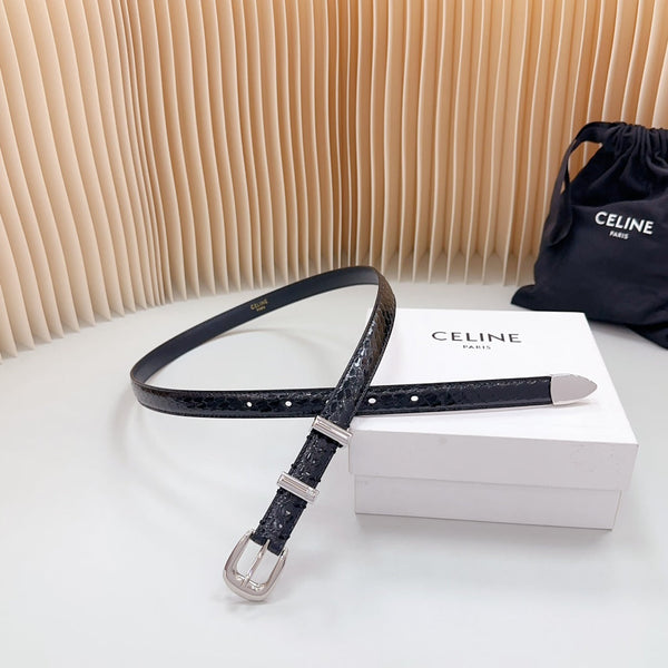 Cintura western piccola da 18 mm in pelle di vitello goffrata nera verniciata