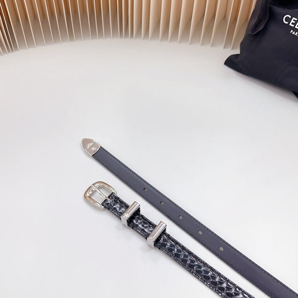 Cintura western piccola da 18 mm in pelle di vitello goffrata nera verniciata