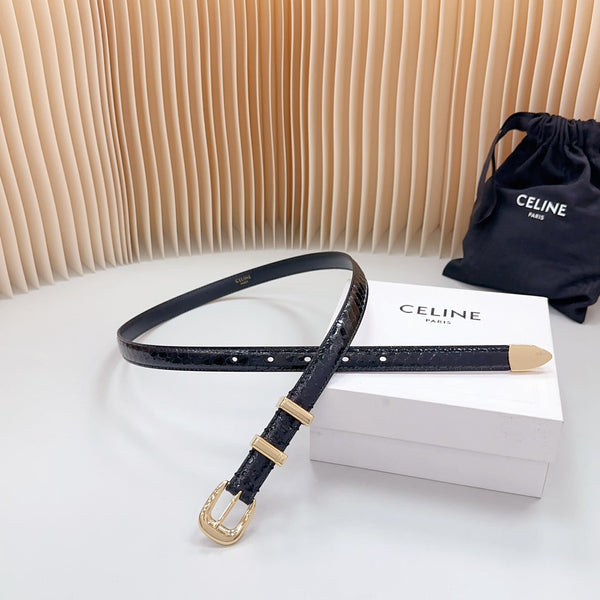 Cintura Western Piccola 18mm Pelle di Vitello Goffrata Nera Ghw