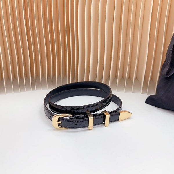 Cintura Western Piccola 18mm Pelle di Vitello Goffrata Nera Ghw