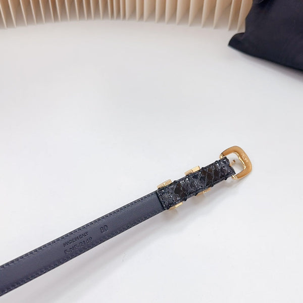 Cintura Western Piccola 18mm Pelle di Vitello Goffrata Nera Ghw