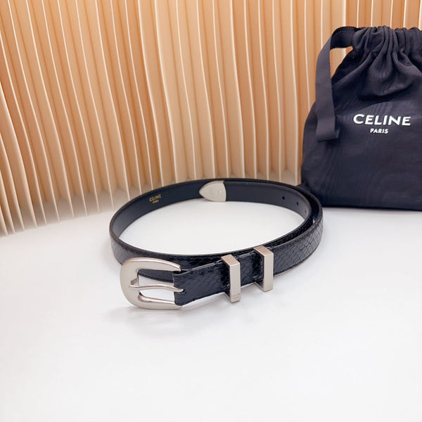 Medium Western Belt 25mm Black Snake Embossed Calfskin Shw