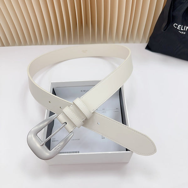 Cintura CEL Silver Western 35mm in pelle di vacchetta bianca 175055