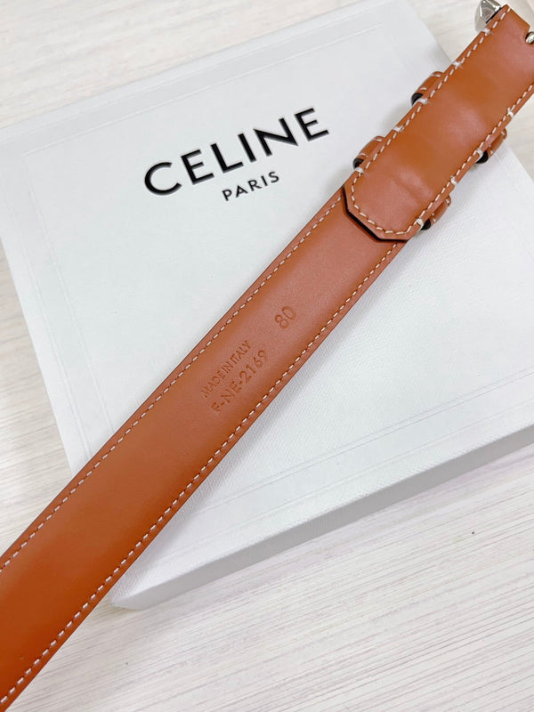 Cintura CEL Silver Western 25mm in pelle di vacchetta marrone 181046