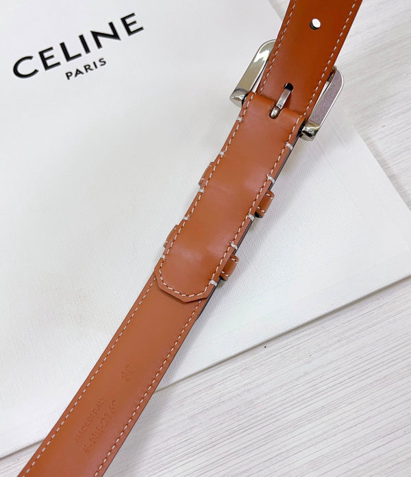 Cintura CEL Silver Western 25mm in pelle di vacchetta marrone 181046