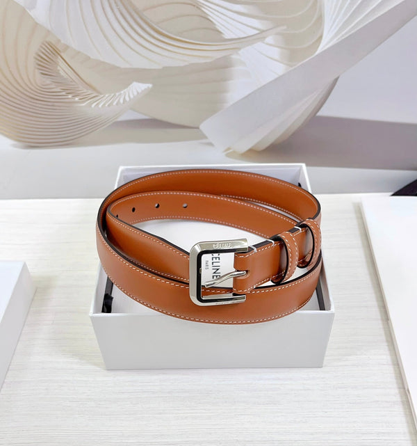 Cintura CEL Silver Western 25mm in pelle di vacchetta marrone 181046