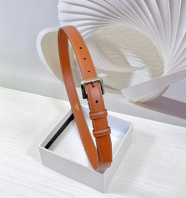 Cintura CEL Silver Western 25mm in pelle di vacchetta marrone 181046