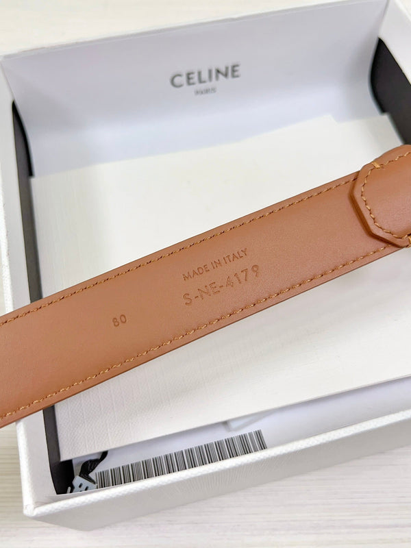 Cintura CEL Gold Western 25mm in pelle di vacchetta marrone 181043