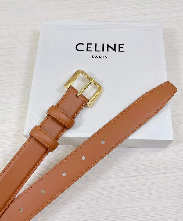 Cintura CEL Gold Western 25mm in pelle di vacchetta marrone 181043