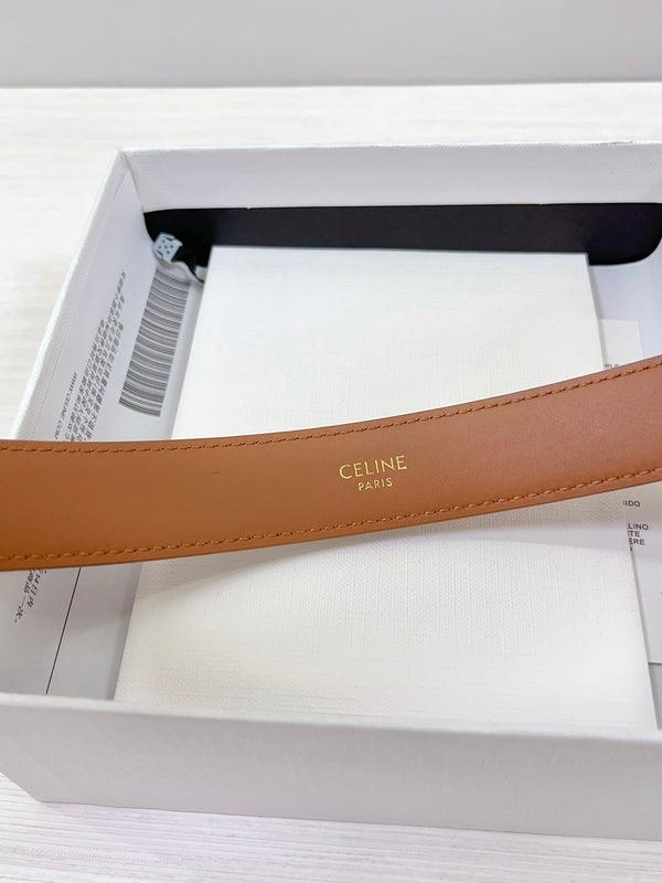 Cintura CEL Gold Western 25mm in pelle di vacchetta marrone 181043