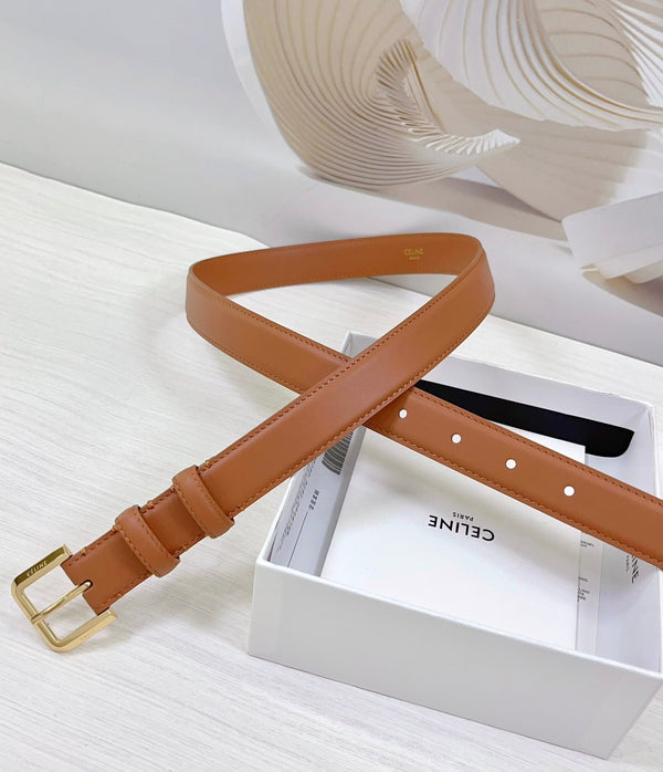 Cintura CEL Gold Western 25mm in pelle di vacchetta marrone 181043