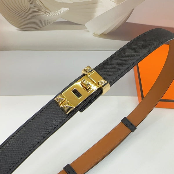 Collier De Chien Belt 30mm Black Epsom Gold Buckle