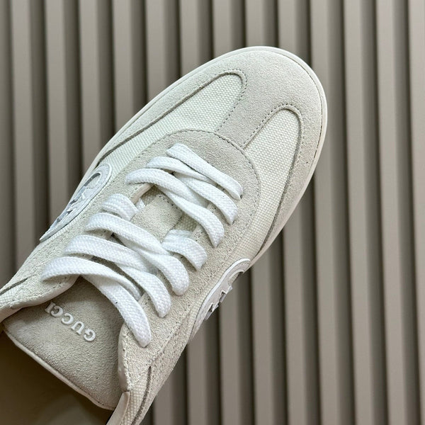 GG Low Sneaker White Canvas Suede Calfskin