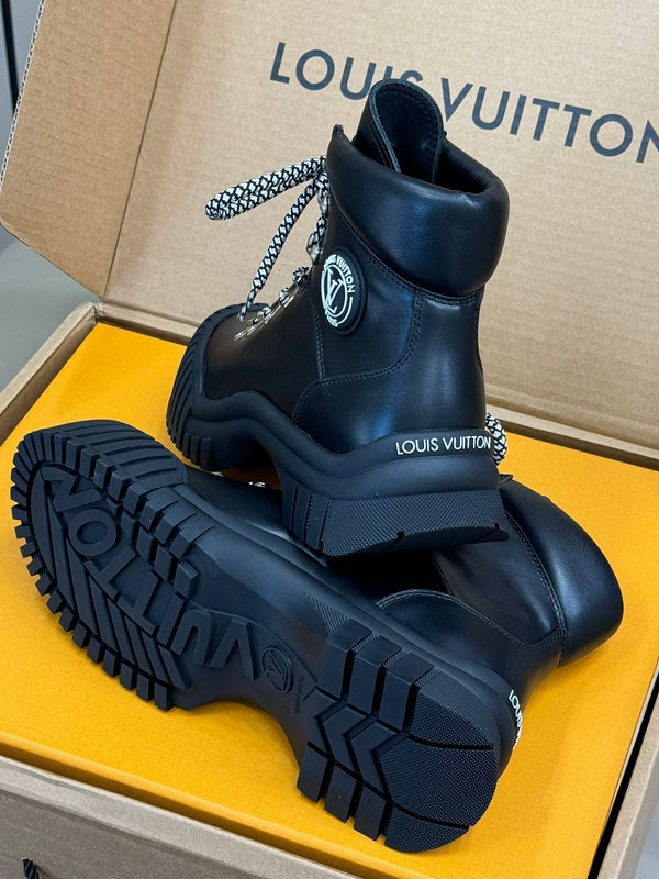 Stivali LV Ruby Flat Ranger in pelle di vitello nera