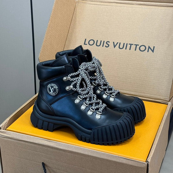 Stivali LV Ruby Flat Ranger in pelle di vitello nera