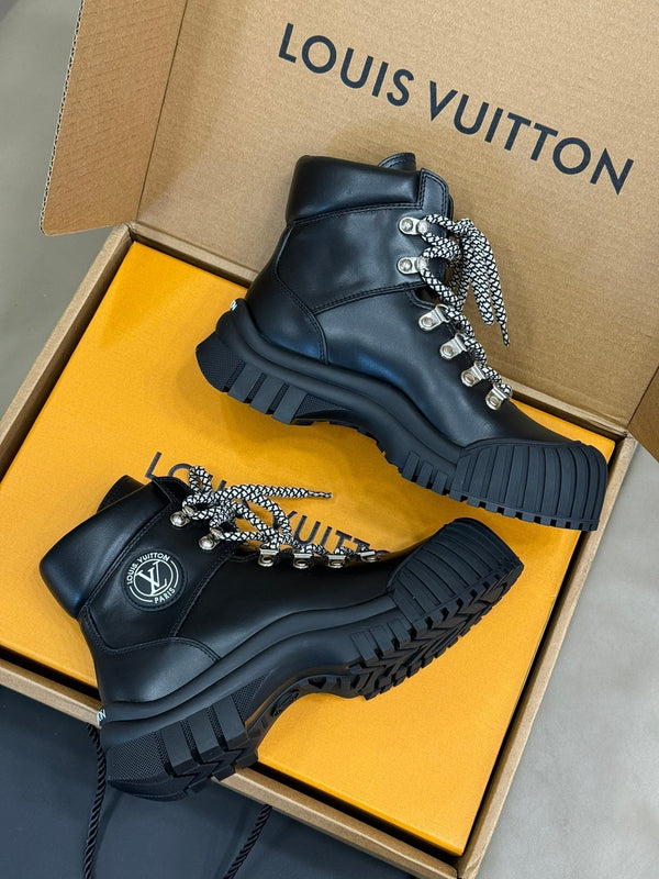 Stivali LV Ruby Flat Ranger in pelle di vitello nera