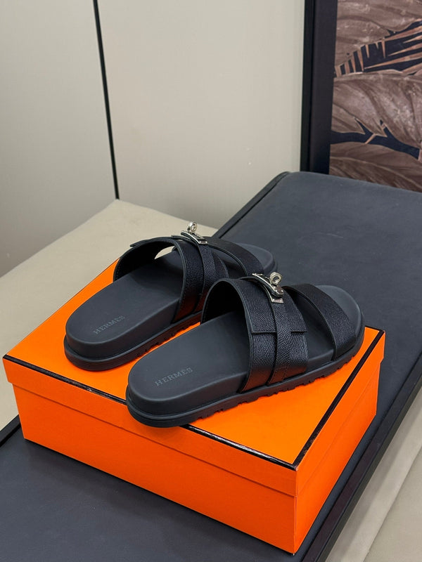 HM Jackson Sandal Black calfskin 212733