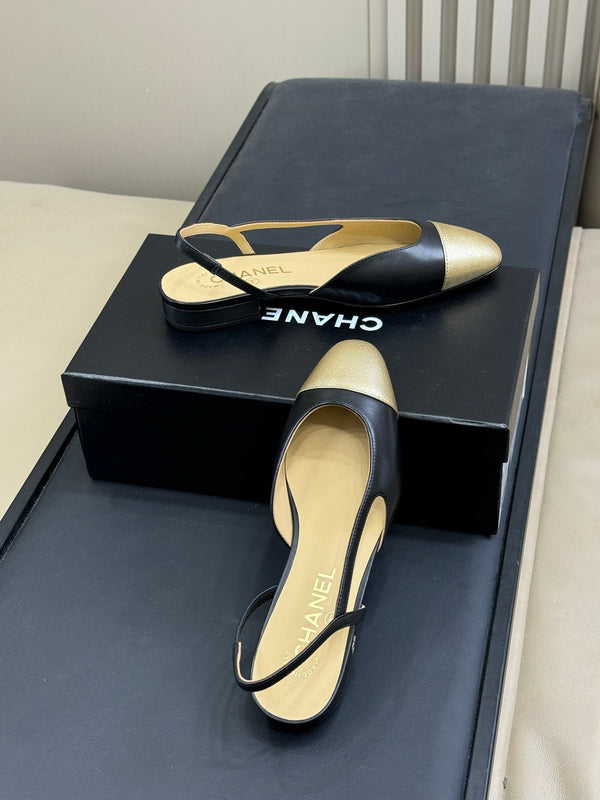 CC Classic Slingback Black Mix Gold Metallic Goatskin 282283