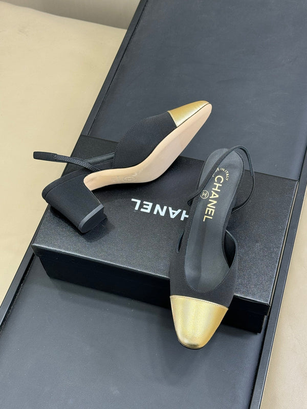 CC Classic Slingback Black Fabric Mix Gold 282287