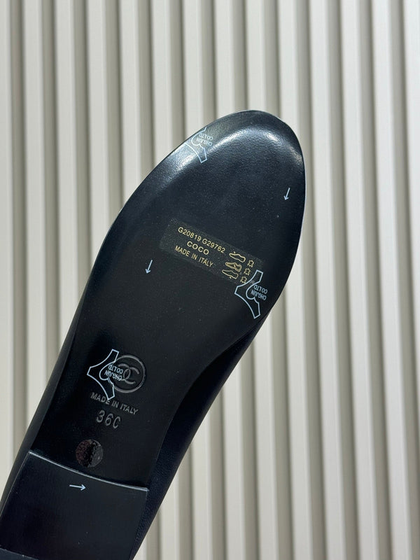 CC Classic Ballet Flats Black Beige Lambskin 282274