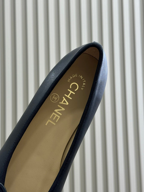 CC Classic Ballet Flats Black Beige Lambskin 282274