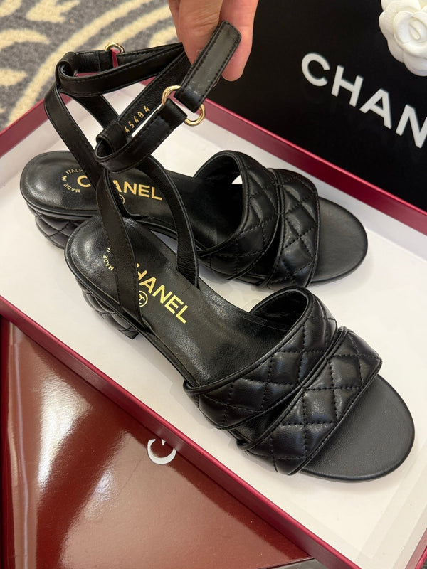 CC 25SS Honey Sandals 5cm Black Lambskin 319631