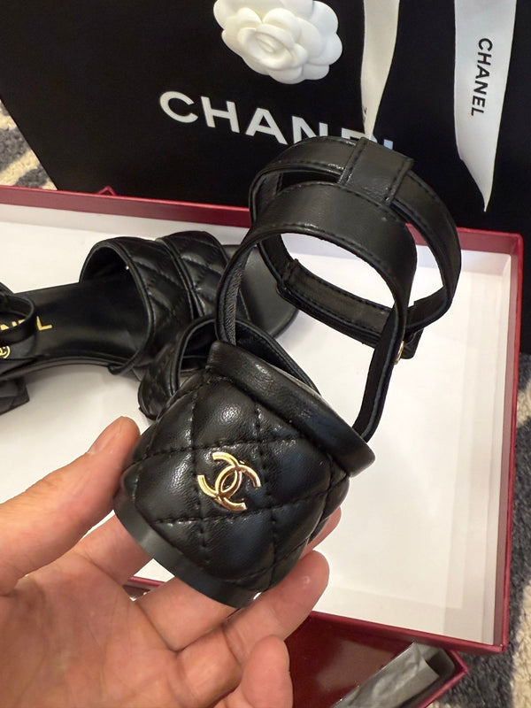 CC 25SS Honey Sandals 5cm Black Lambskin 319631