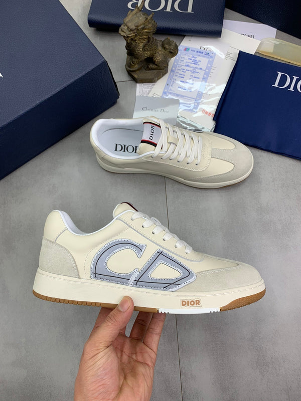 CD HOMME SNEAKERS IVORY CALFSKIN AND SUEDE