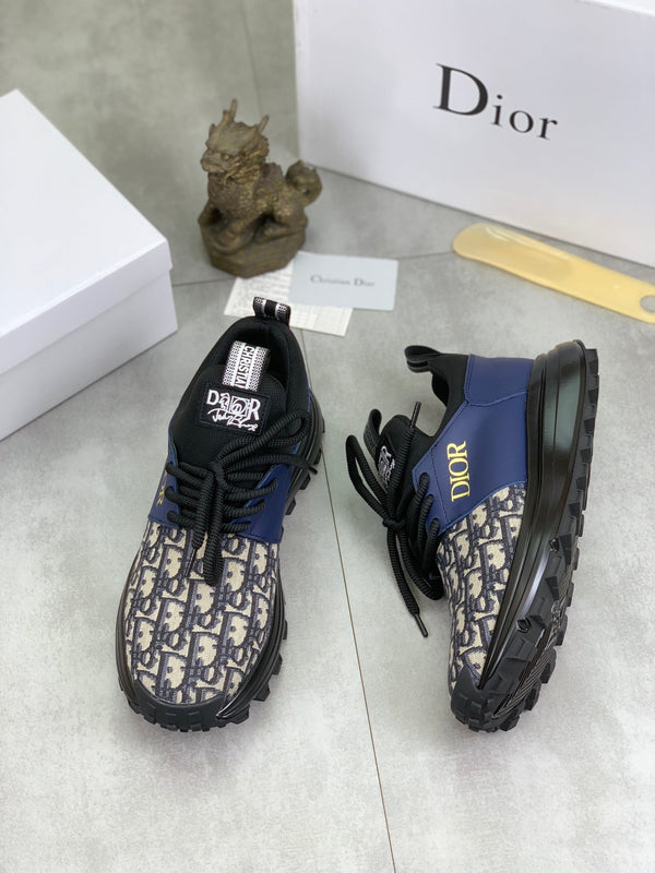 CD B24 SNEAKER AZURE AND BEIGE FABRIC