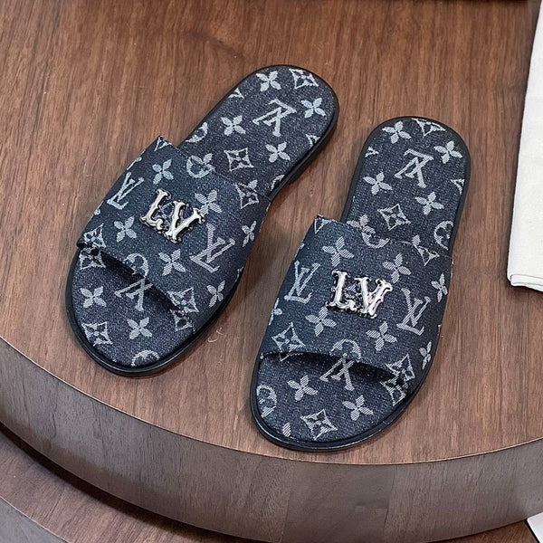 LV OASIS MULE BLACK MONOGRAM DENIM