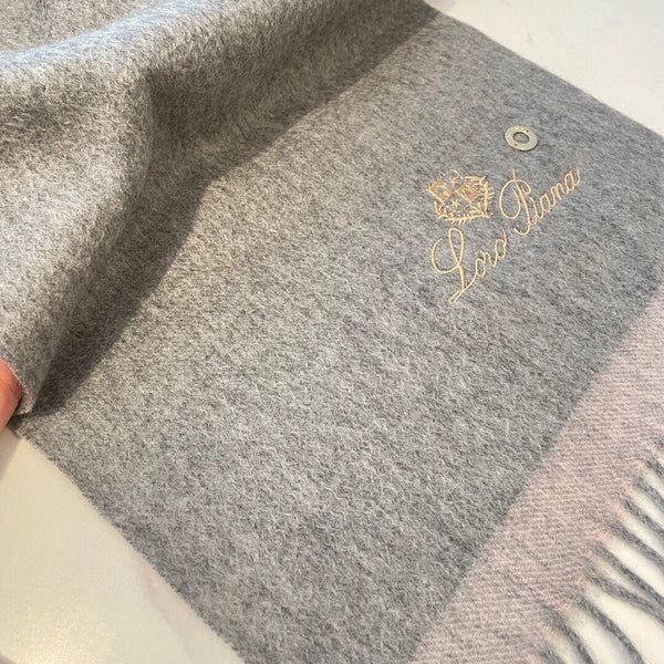 LP Grande Unita Scarf 180 CM In Light Grey With Light Brown Cashmere 175044