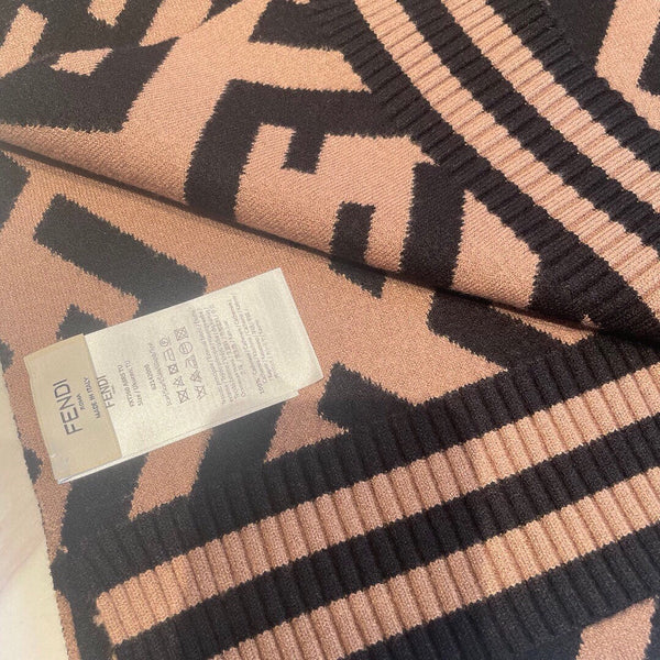 FF 180 SCARF IN BROWN MIX BLACK CASHMERE AND WOOL