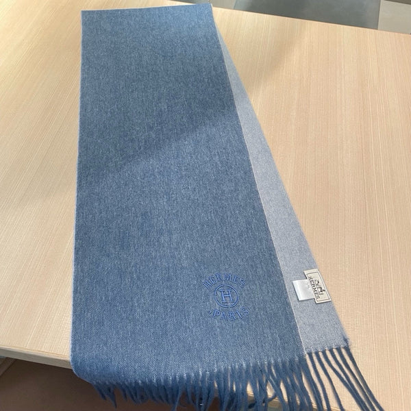 RECTO-VERSO MUFFLER 190 AEGEAN BLUE CASHMERE