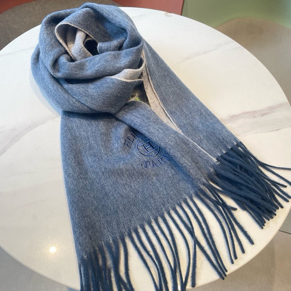 RECTO-VERSO MUFFLER 190 AEGEAN BLUE CASHMERE